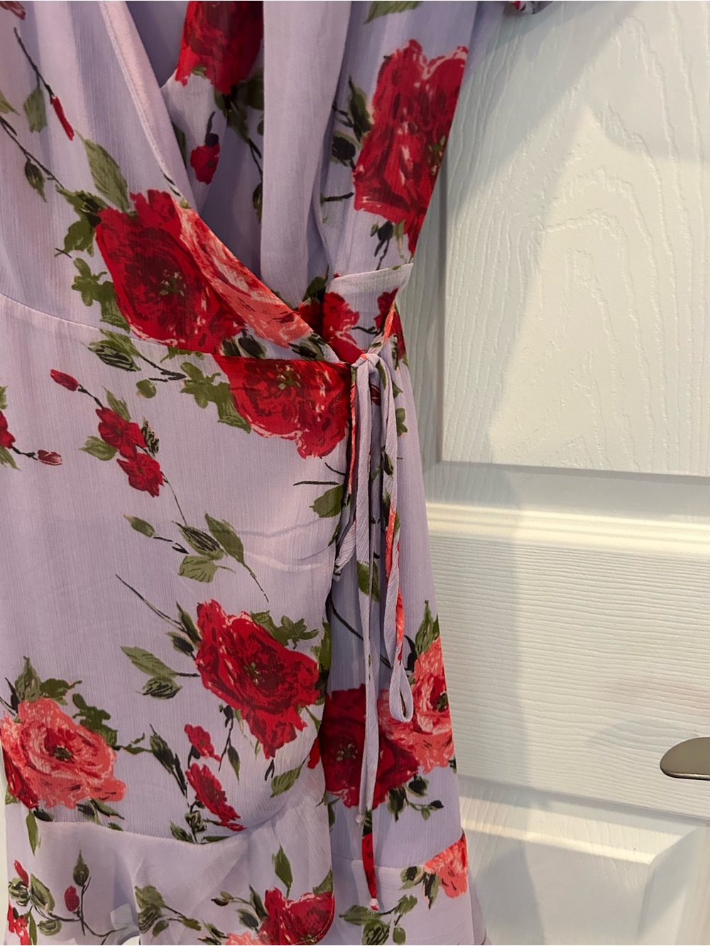 All in Favor purple red floral wrap dress M - Picture 3 of 7